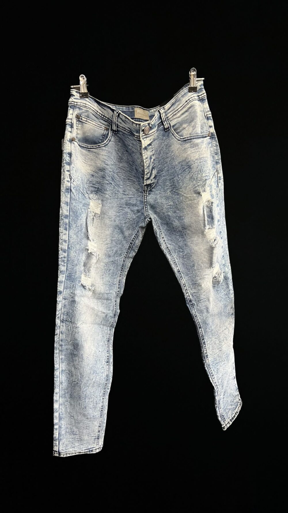 ג׳ינס אפור כחול בהיר קרעים
